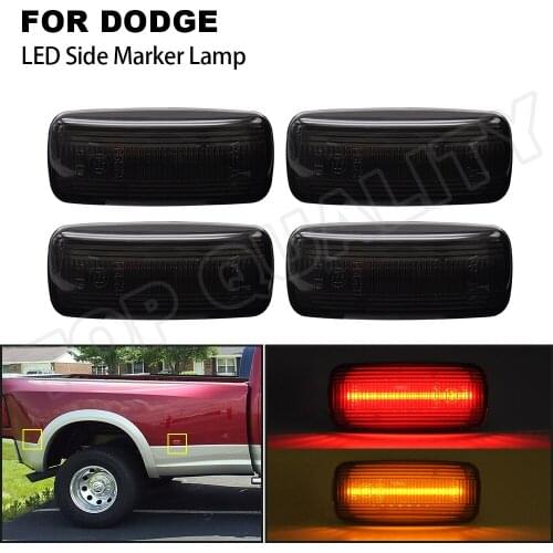 4PCS LED Side Marker Light For DODGE RAM 2500HD 3500HD 2010-2018 Front Amber Rear Red Double Wheel Replace OEM Sidemarker Lamps