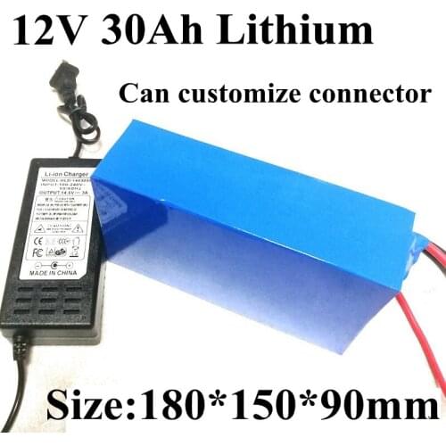 Power Battery 12v 30ah 30000mah 12v Dc Li-ion Lithium Pack for 200w Golf Trolly ATV Crazy Cart Backup Power Gel + 3A Charger