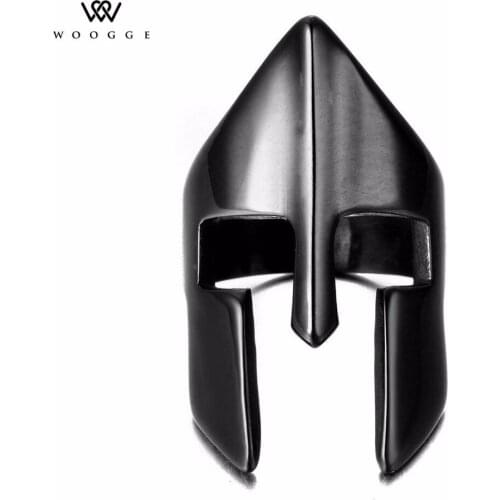 2020Fashion Jewelry Viking Helmet Spartan Ring Mask Anillo Espartano Titanium Stainless Steel Rings Biker Ring For Women