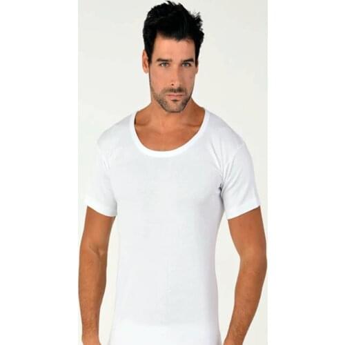 Mens short sleeve wide collar undershirt for men 100% cotton natural soft and durable fabric texture absorbs sweat