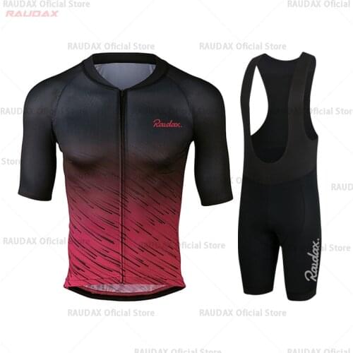 Men Cycling Jersey 2021 Raudax Team Cycling Clothing MTB Cycling Bib Shorts Men Bike Jersey Set Ropa Ciclismo Triathlon Set