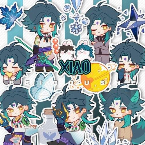 Anime Genshin Impact Zhongli Xiao Cartoon Sticker Family portrait Motorcycle Phone Travel Luggage Adhesive sticker Xmas Gifts