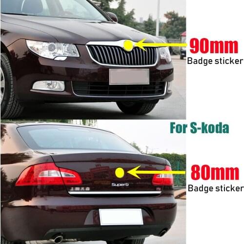 80mm 90mm ABS Emblem For Skoda Fabia 1 2 Octavia a7 RS Superb Rapid Yeti Karoq Vision Car Head Front Rear Boot Tailgate Sticker