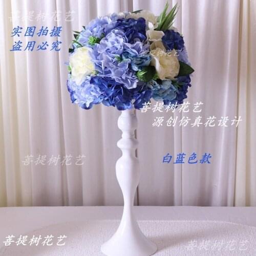 2018 New Pink purple artificial silk hydrangea rose road led flowers wedding decorative centerpiece flowers 10pcs/lot