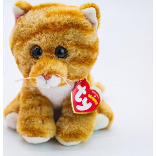 New 6 ‘’15cm Ty Beanie Stuffed Plush Animals Doll Cleo The Tabby Cat Golden Cat Collectible Big Eyes Soft Toys Boy Girl Gift