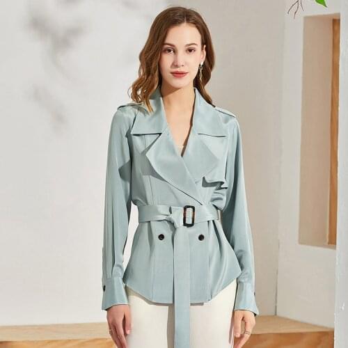 New Autumn 2021 Plus Size XXXL Shell 100%Silk Windbreaker Women Coat Natural Silk Jacket Lady Fashion Elegant Clothing