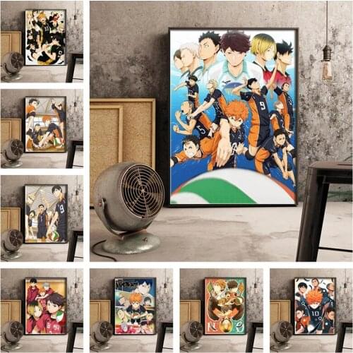 Japanese cartoon style anime boy volleyball poster and print canvas Haijiu poster painting wall art for living room decoration