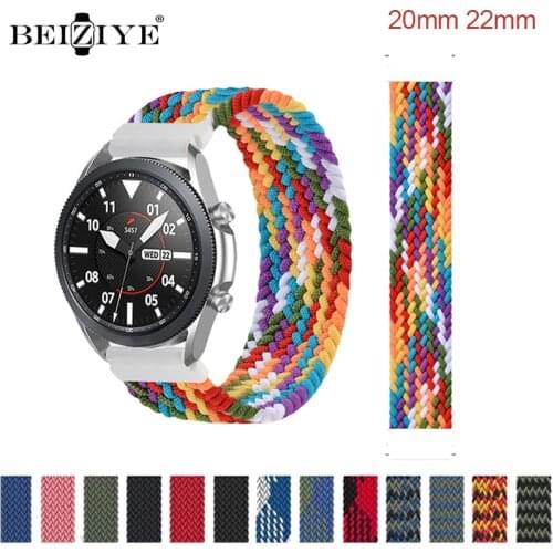 Braided Solo Loop strap For Samsung Galaxy 46mm 42mm Active 2/Amazfit GTS 2/GTS2 Mini/GTR bracelet For Huawei watch GT2/Pro band