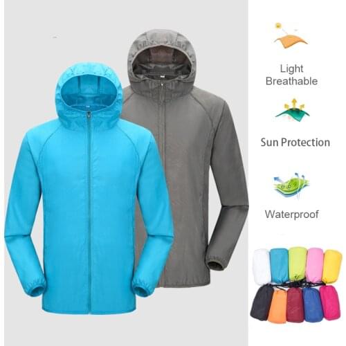 Z50 Camping Rain Hiking Jackets Unisex Waterproof Sun Protection Clothing Fishing Clothes Quick Dry Skin Windbreaker With Pocket