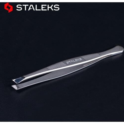 STALEKS Professional High Quality Stainless Steel Slant Tip Hair Removal Eyebrow Tweezers Eyelash Extension Makeup Tool