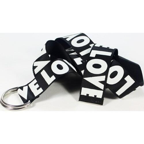 Wide Black Red Female Girls Canvas Dress Waist Belt Fashion Inscription Love Letter Double Silver Buckle Women Belt