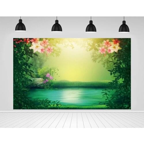 Scopiso Photography Backdrops Green Grass Lakeside Spring Flowers Baby Party Scenic Backgrounds Photocall Photo Studio Props