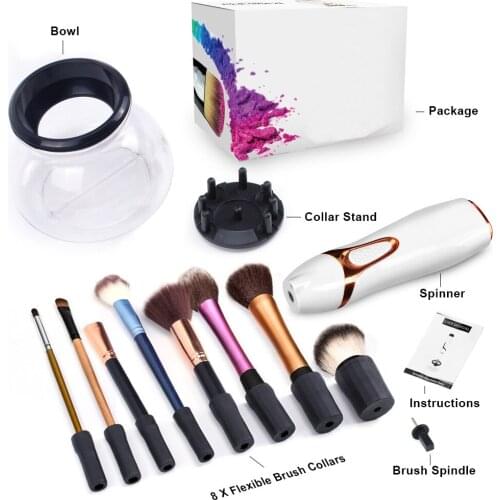 Make up brush cleaner electric brush washing machine 8 flexible brush collars dry battery