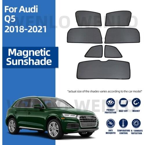 For Audi Q5 2018-2021 Front Windshield Car Sunshade Side Window Blind Sun Shade Magnetic Visor Door Mesh Frame Curtains Shield