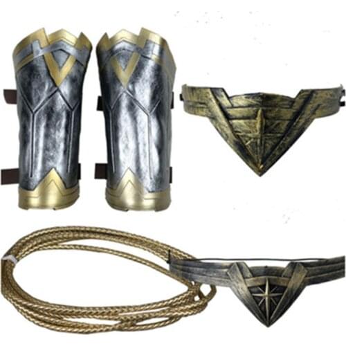 Halloween Super Woman Costume Headdress Princess Diana Cosplay Armband Gauntlet Tiara Wrist Lasso of Truth Accessory Props