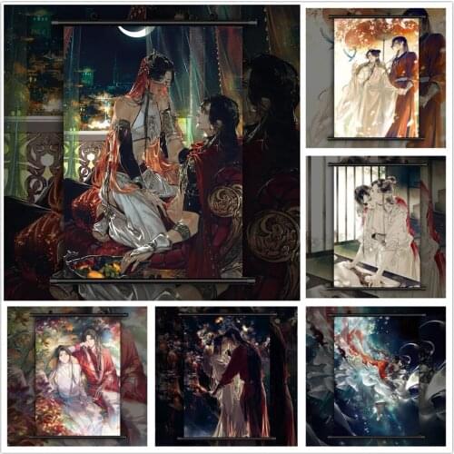 Home Decoration Tian Guan Ci Fu Hua Cheng Xie Lian Anime Wall Art Painting Plastic Hanging Scrolls Canvas Print Picture Poster