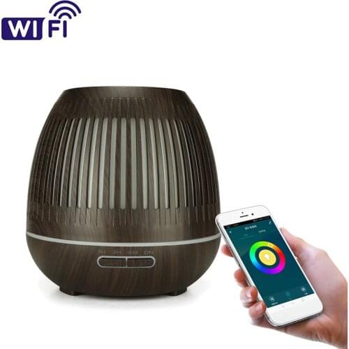 400ml Hollow out Ultrasonic Mist Maker Wifi Control Aroma Essential Oil Diffuser Air Humidifier 7 Color Night Light