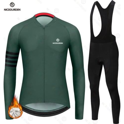 Mountain bike cycling wear winter warm and windproof fleece cycling clothing suit mens outdoor cycling bib thickening suit