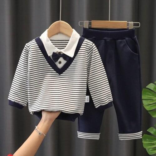 2021 spring suit 1 male baby lapel British childrens clothing childrens long-sleeved clothes two-piece trend