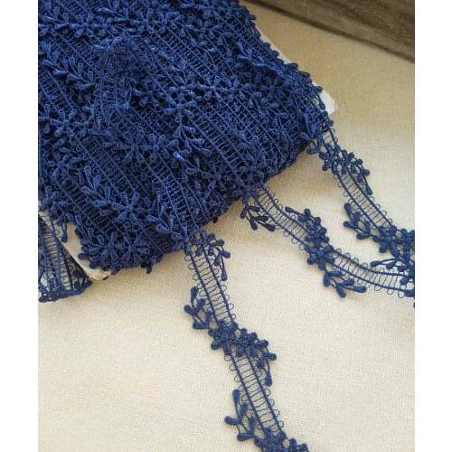 2Meters 3cm Width Water Soluble Pretty Lace Trim DIY Sewing Supplie Navy White Lace Fabric Trims Garment Clothes Accessories