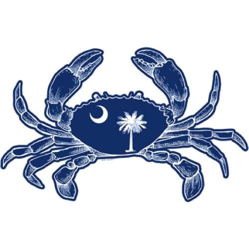 South Carolina Crab SC Flag Sticker Beach Sea Cup Cooler Car Window Bumper Decal