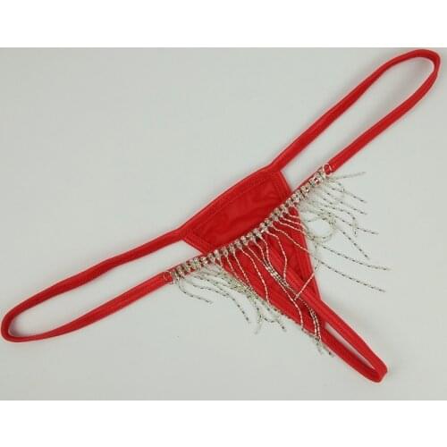 Women Sexy Mini Micro Thongs G-Strings Tangas Tassel Rhinestones Erotic Panties T-Back Low Rise Dancer Underwear Lingerie Cueca