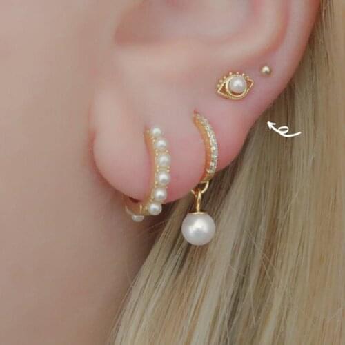 High Quality mini opal evil eye charm stud earring with cz stone for girl child fine 925 sterling silver birthday gifts jewelry