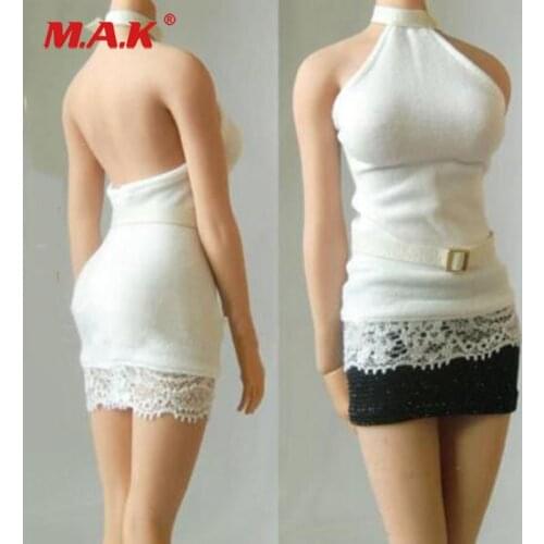 1/6 Sale Female Short Skirt Dress PL132 White Dress Black Skirt Clothes Set For 12" TBL Doll Action Figure Body Toy Accessory