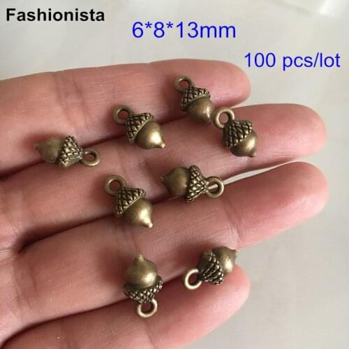 100 pcs of Small Pinecone Charms 3D Shape 6*8*13mm Antique Bronze Plated Lovely Metal Accessories For Jewelry - Free Shipping