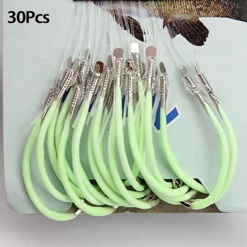 30 Pcs Fishing Hook Carbon Steel Portable Fishing Tools Fluorescent Reliable Luminous Fishing Tackle Practical With Barbed Line