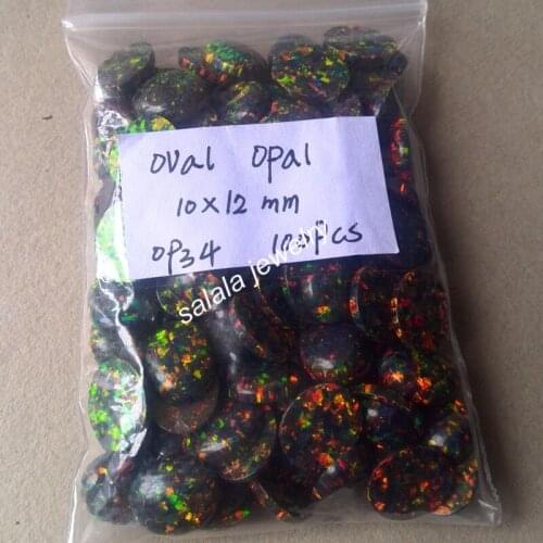 50pcs/lot Free Shipping 10X12MM OP34 Black Oval Opal Synthetic Oval Flat Bottom Fire Opal Oval Cabochon Opal Stone for Jewelry