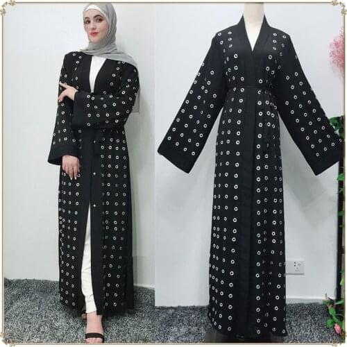 Abaya Autumn New Ladies Robe Ramadan Middle East Dubai Metal Ring Cardigan Muslim Fashion Dress Kaftan Turkey Libya Caftan