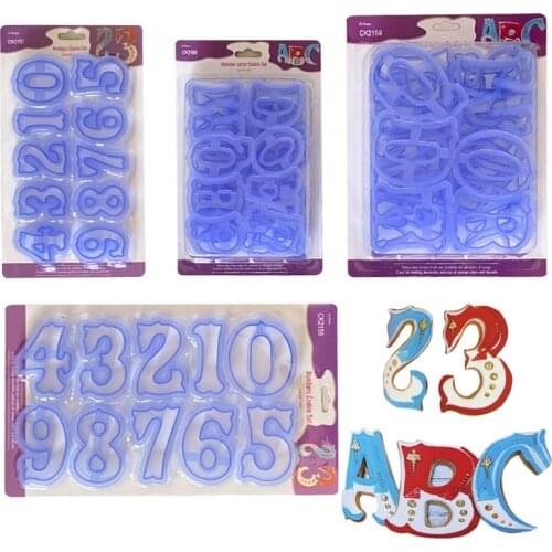 Large Size Alphabet Cake Molds Sugar Cookie Plastic Letter Fondant Mold Cookie Cutter Number Cake Mould Baking Decorating Tools