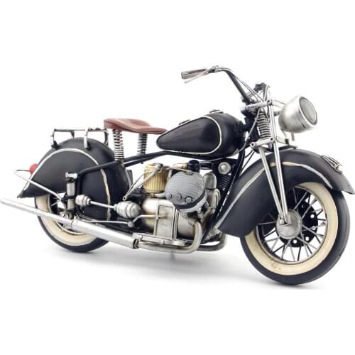 Antique Classical Motorcycle Model Retro Vintage Wrought Metal Crafts for Home Decoration Home Furnishings Tinplate Handmade