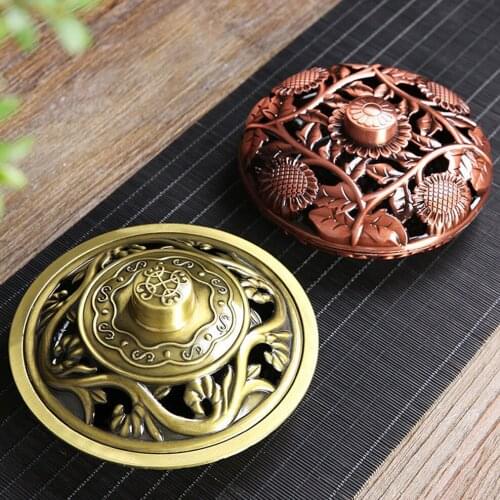 Large/Small Alloy Incense Burner For Coil Incense Sandalwood Incense Box Toilet Deodorization Mosquito Repellent Aroma Diffuser
