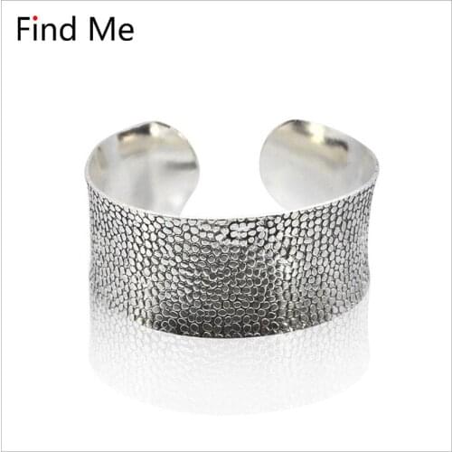 Find Me 2020 fashion Vintage ethnic silver color Cuff Bracelet boho Carved flower Wide mouth bracelets bangle for women Jewelry