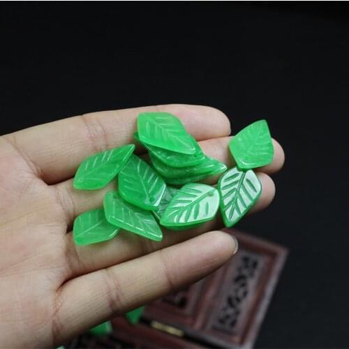 10pc Natural Green Jade 25mm Leaf Beads DIY Bracelet Bangle Earrings Charm Jewellery Accessories Amulet Gifts Women Men