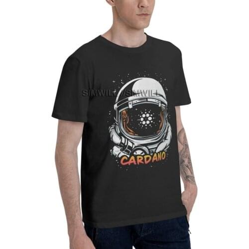 Cardano T-shirt Men Fashion T Shirt Short Sleeve ADA Cryptocurrency and Funny Astronaut Taxi to the Moon Tshirts Cotton Tee Tops