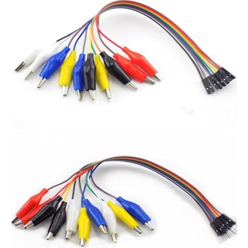 Double-ended Eclectic Alligator Clip Male Female jump Wire 10pin 20cm Crocodile Clip Test Lead Jumper Wire Connection DIY