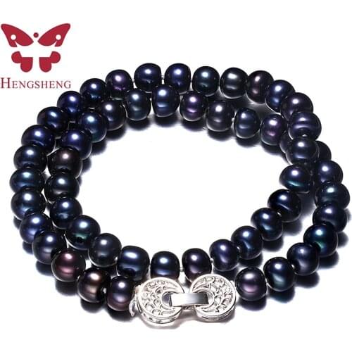 Elegant Black AAAA high quality natural freshwater pearl necklace for women thickness 9-10mm pearl jewelry 40cm 45cm 50cm 60cm