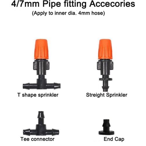 HEMAN 10pcs Adjustable Garden Drip Irrigation Misting Nozzles Dripper Watering Sprayer Atomizing Sprinkler 4/7mm Tee Connector