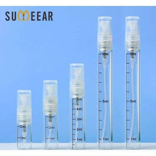 100 pieces/lot 2ml 3ml 5ml 10ml empty perfume bottles Spray Atomizer Scale glass bottle Portable Travel Cosmetic Container