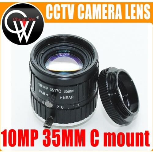 HD 10MP CCTV Camera Lens 35mm 10Megalpixel C Mount Manual Iris Focus F1.7 Aperture 1" Security Camera Industrial Lens