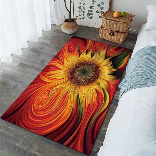 Sunflower 3D Printed Carpet Mat for Living Room Doormat Flannel Print Bedroom Non-slip Floor Rug 06