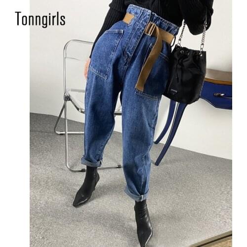 Tonngirls Summer Vintage Jeans Trousers Women Casual Harem Pants Streetwear Korean Style High Waist Jeans Denim Jeans Pants 2021