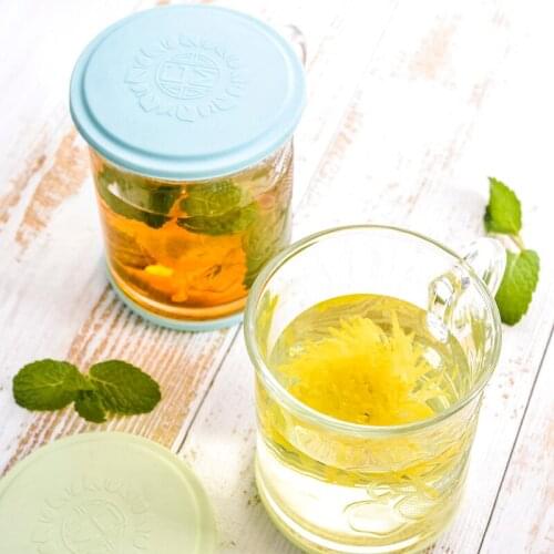 LOVWISH 2 PCS Glass Breakfast Cup with PP Lid Anti-scalding Coffee Mug with Handle Tea Coffee Cups Mugs Office Drink Mugs