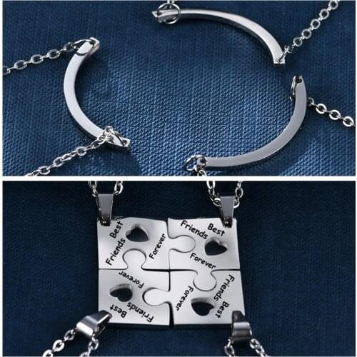 Best Friend Forever Puzzle Love Necklaces Pendant Gift for Friends Sister Anniversary Jewelry Stainless Steel Woman Neck