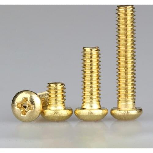 M2 M2.5 M3 M4 M5 M6 Phillips Brass Pan Head Machine Screw Metric Thread Round Copper Cross Recessed Metal Bolt Hardware