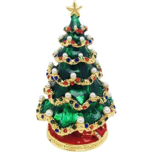 Synthetic Metal Christmas Tree Best Girlfriend Gift Enamelled Coloured Crafts Ring Necklace Storage Box Artworks Home Room Decor