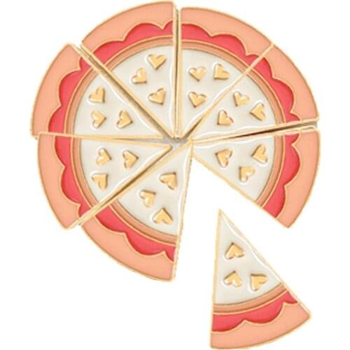 Fashion Best Friends Cheese Pizza Brooches Eight Pieces Per Set Together Enamel Lapel Pins Badge Gifts Pizza Brooch Jewelry